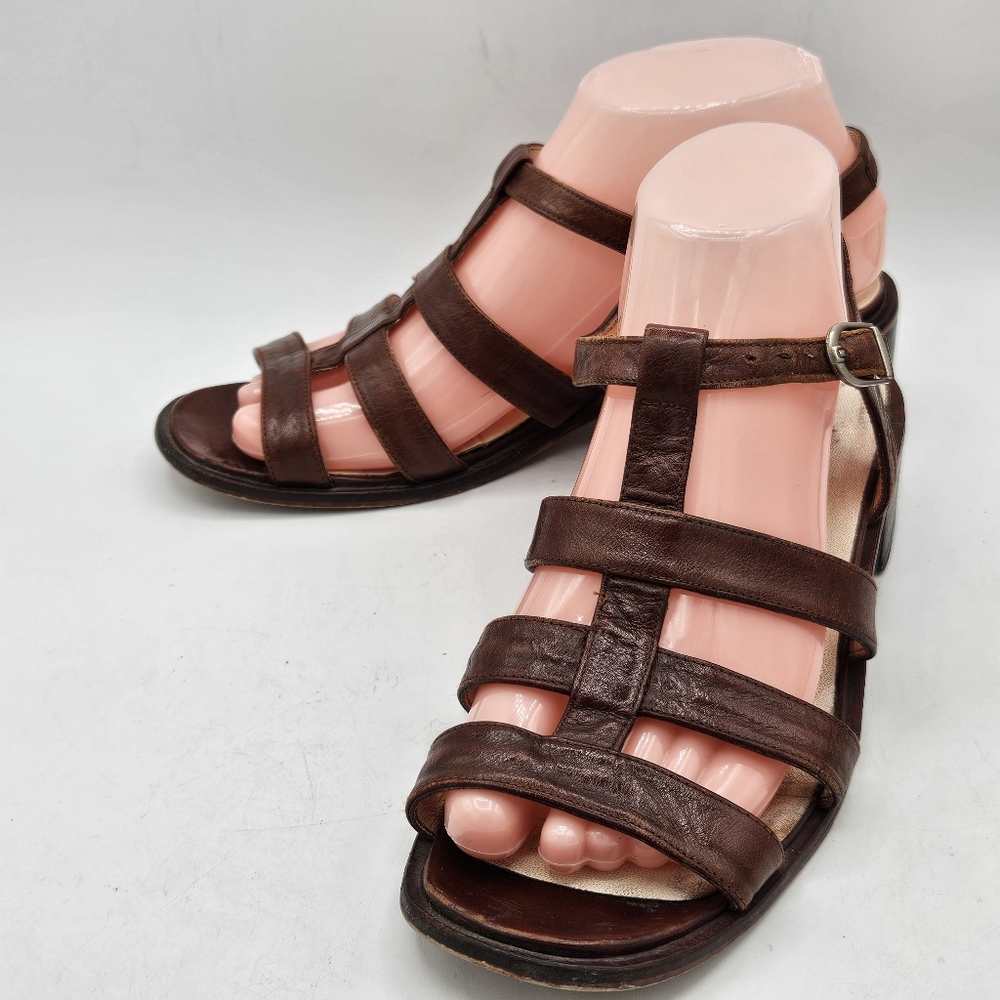 Celine gladiator brown leather 1.75" heel sandals size 38 US size 7